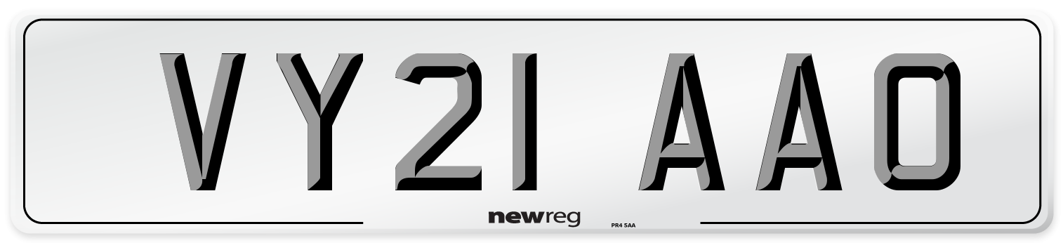VY21 AAO Number Plate from New Reg